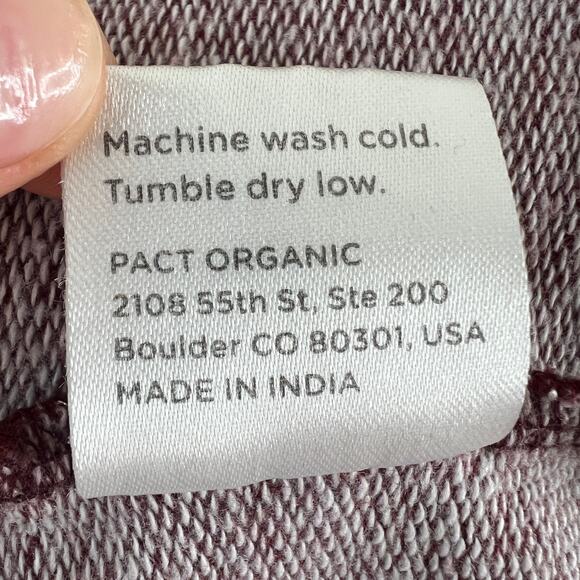 PACT Organic Burgundy Sweatshirt Cotton Crew Neck Raglan Sleeve Pullover Large L - Picture 7 of 7